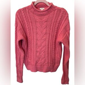 J.Crew Rollneck Cable Knit Sweater in Coral Pink - Size Small
